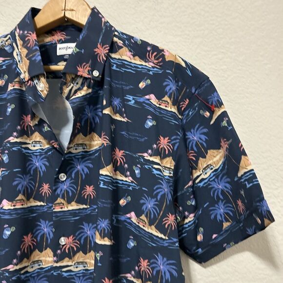 Buoy Boat Blue Men's Short Sleeve Button Shirt Hula Hawaiian Large - Picture 4 of 12